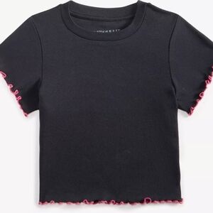 With Jules Black T-Shirt with Pink Trim